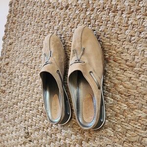 Cole Haan Air Brown Leather Tassel Performance Slides Shoes Women Sz 8B